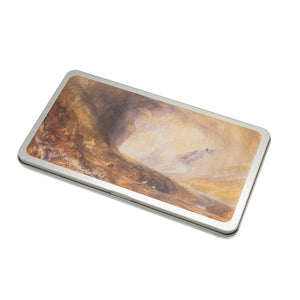 Tin box for pencil set. Features a landscape painting by JMW Turner.