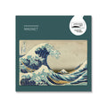Magnet featuring The Great Wave, against green backing card