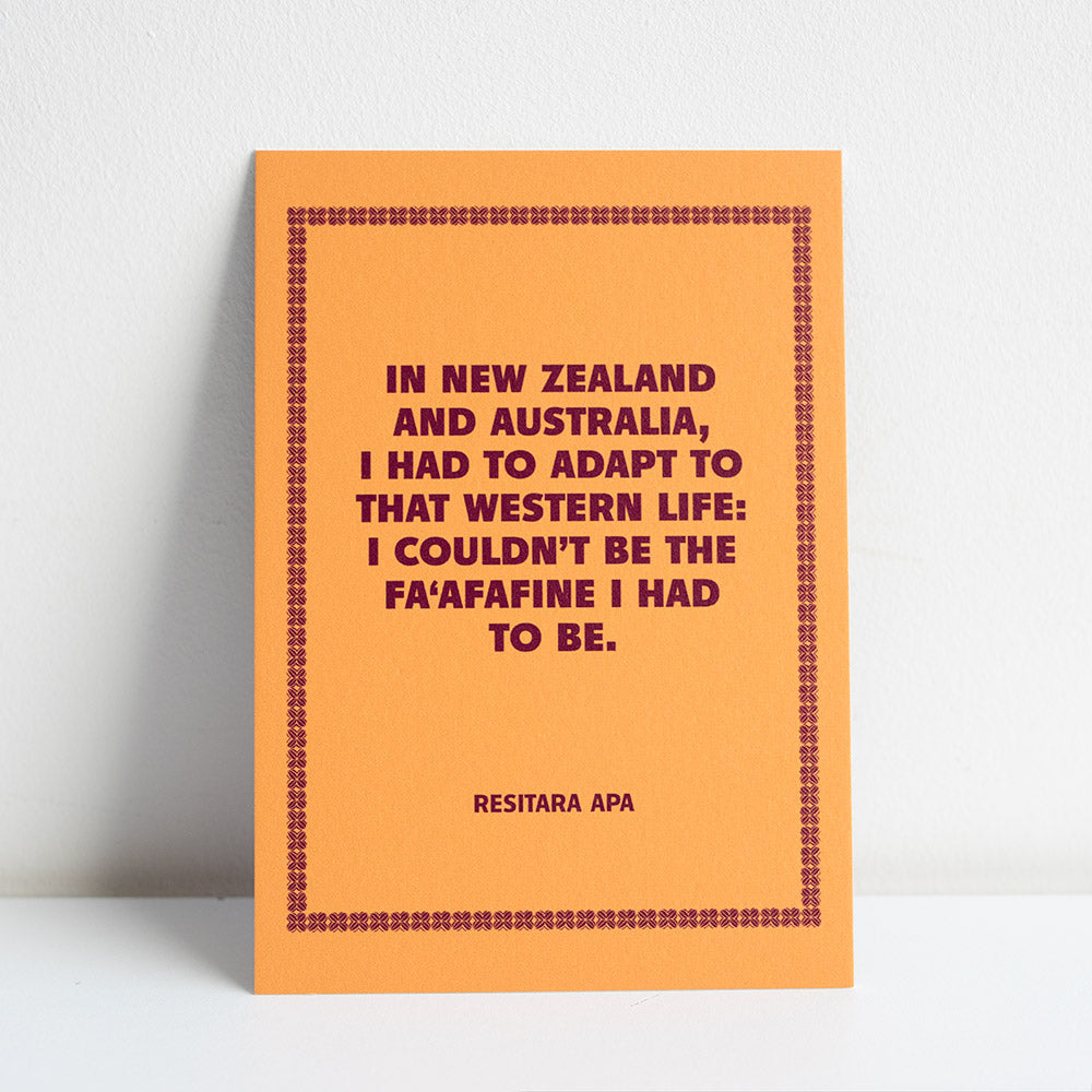 Orange print with text on a white background