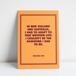 Orange print with text on a white background