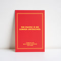 Red print with yellow text on a white background