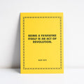 Yellow print with yellow text on a white background