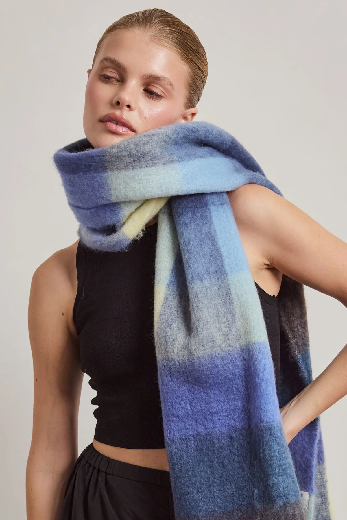 The Reykjavik Check Scarf - Moonlit Haze