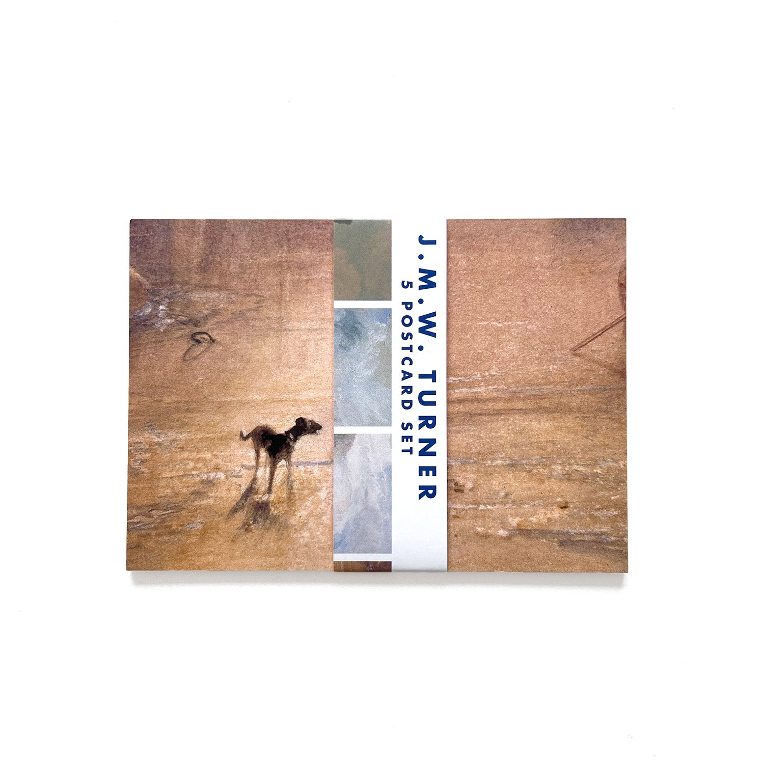 Pack of J.M.W. Turner postcards with a dog on the front visible postcard and text 