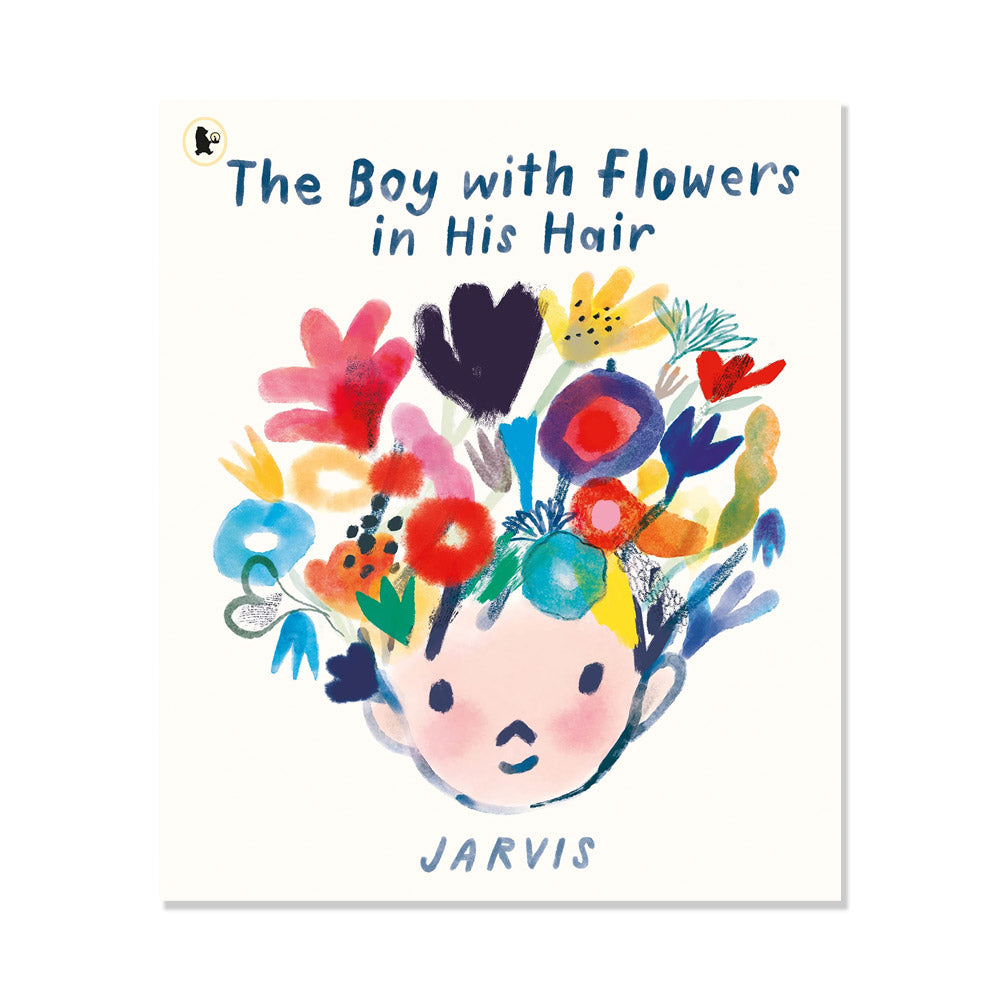 Front cover featuring a n illustration of a boy with flowers in his hair