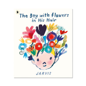 Front cover featuring a n illustration of a boy with flowers in his hair
