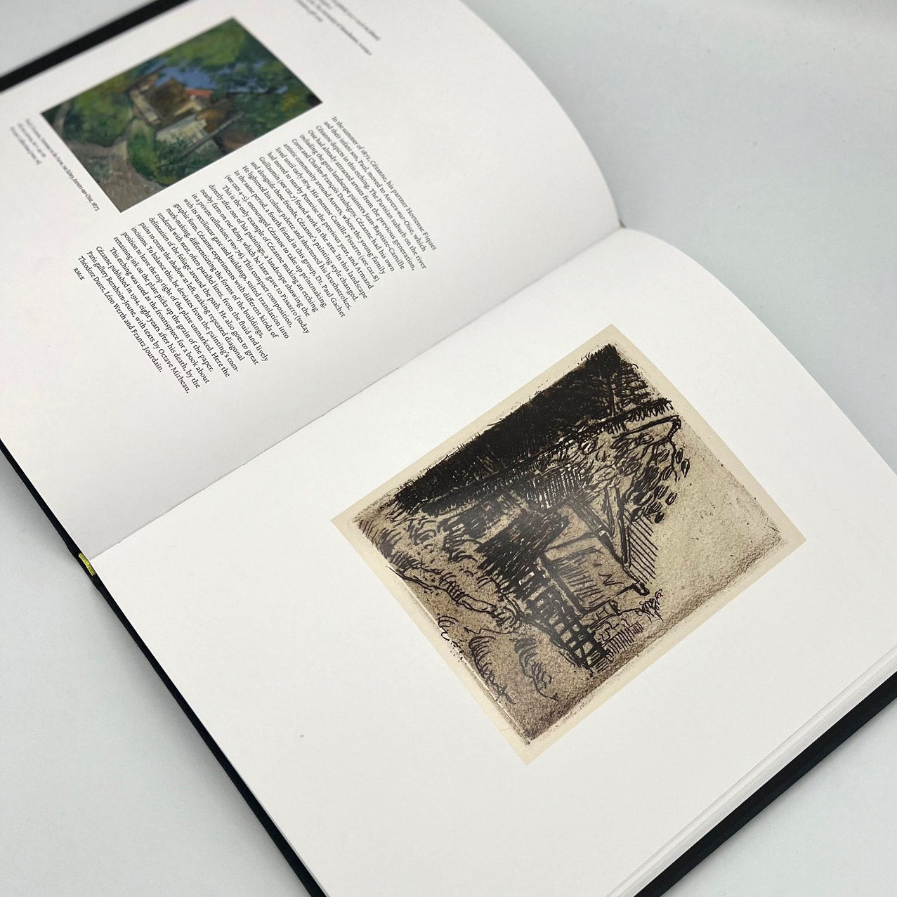 Inside page of book with drawing by Cezanne and some text