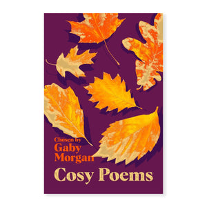 Book cover with autumn leaves and a purple background.