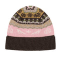 Pink, yellow and brown beanie