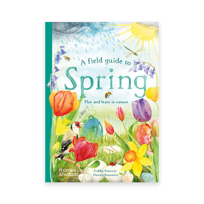 Book cover featuring illustration of spring flowers and creatures
