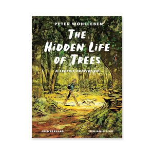 Book cover with an illustration of someone walking through dense forest