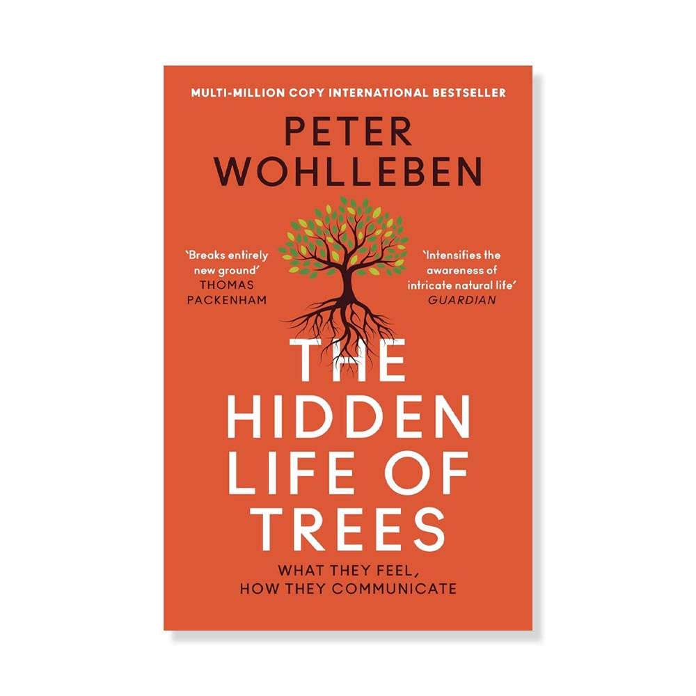 Red book cover with illustration of a tree