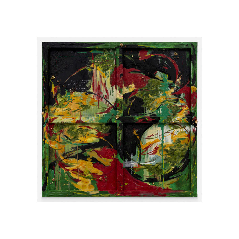 Abstract artwork with vibrant colours on a white background