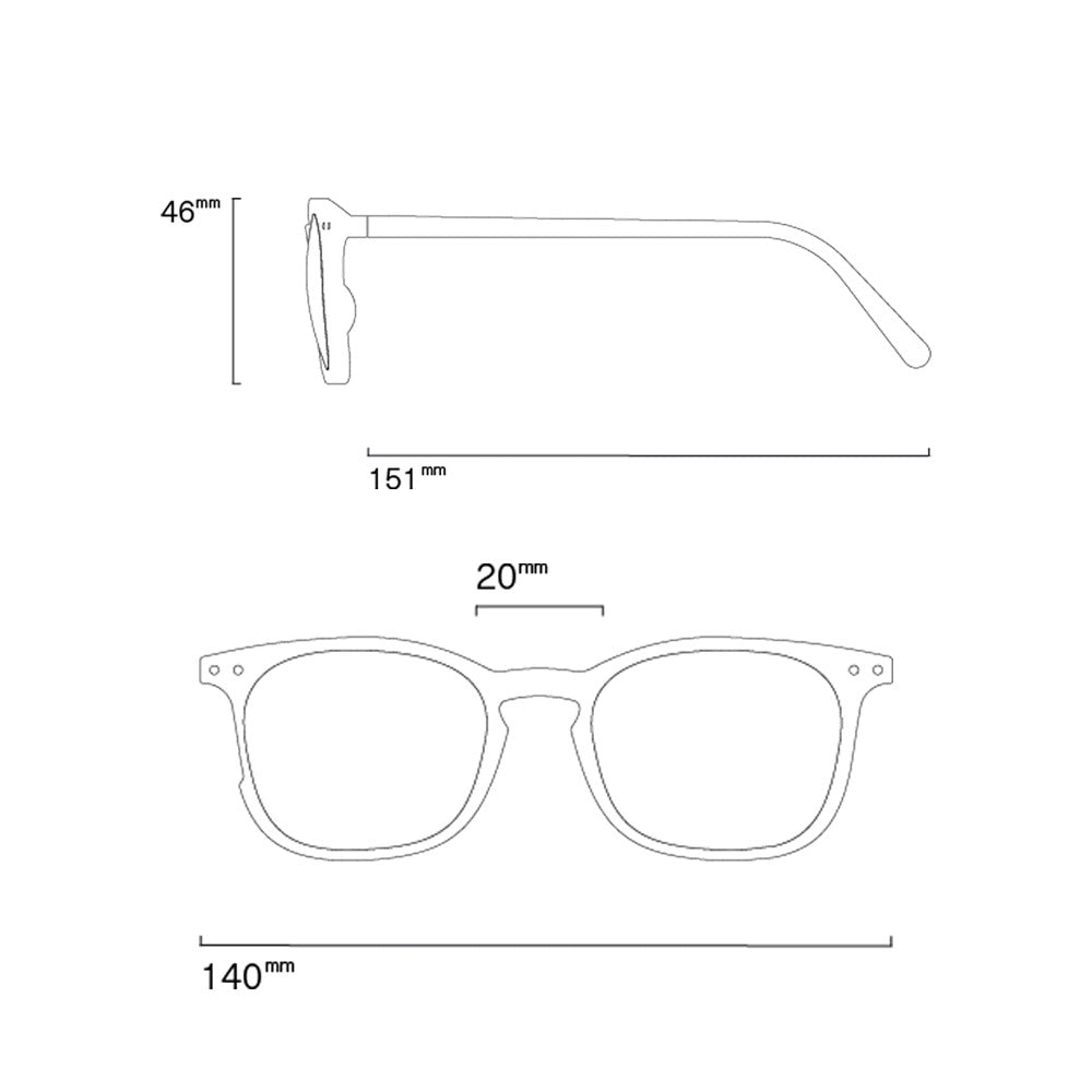 Dimensions of the glasses.