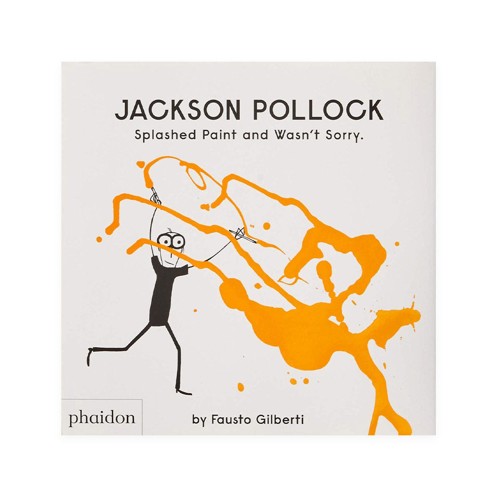 Front cover with cartoon illustration of Jackson Pollock throwing paint