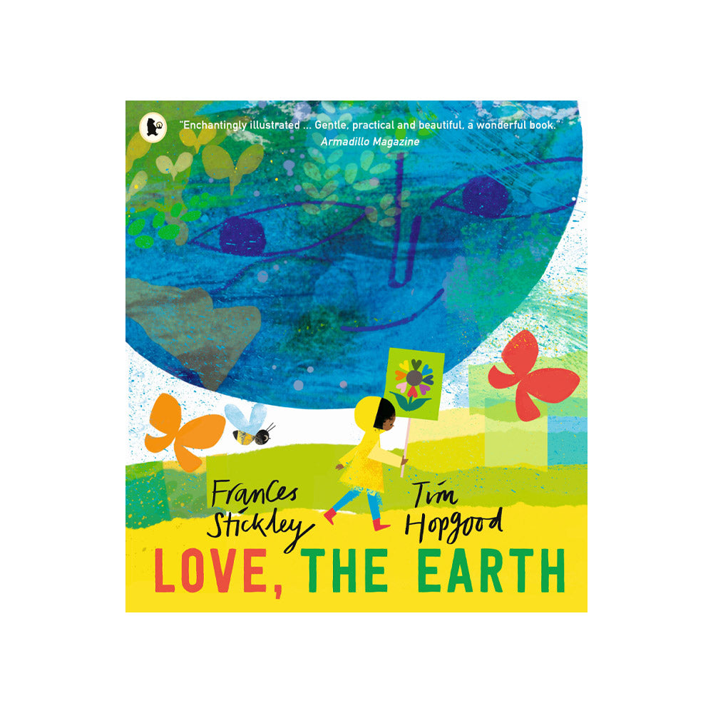 Book cover of 'Love, The Earth' with colourful illustration and text