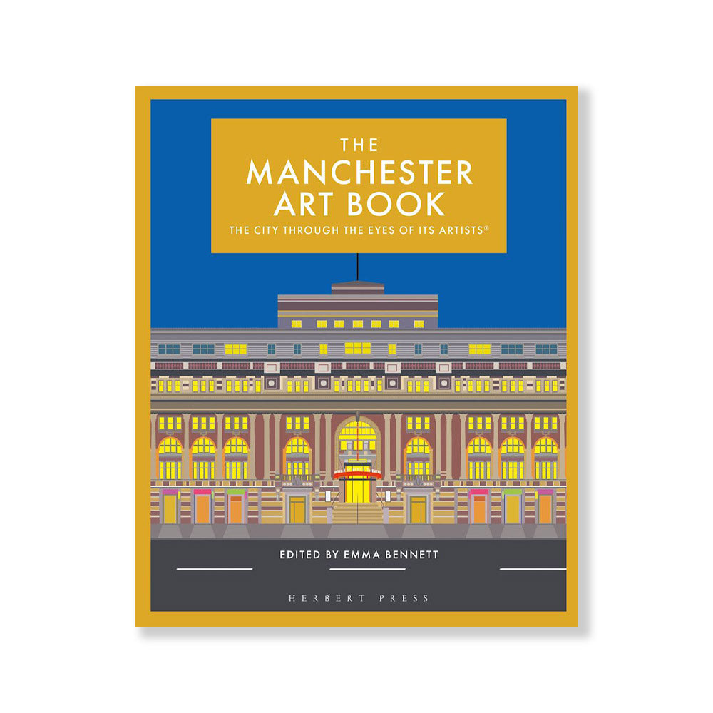 Front cover of book with illustration of a Manchester building