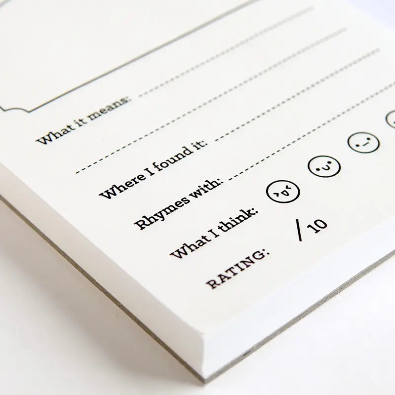 Sheet of paper with text and rating scale on a white background