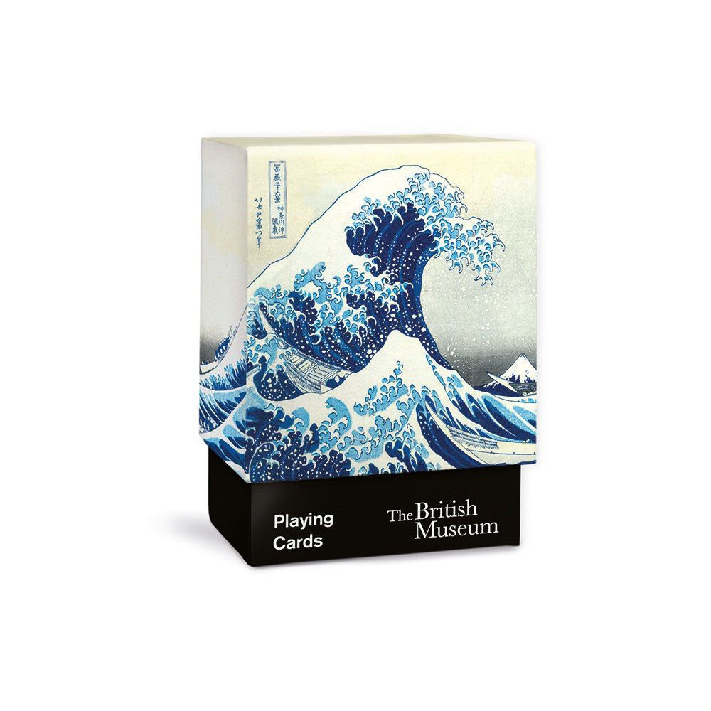 Box packaging for set of playing cards featuring Japanese wave artwork
