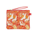 Zip pouch featuring orange and red Japanese Cranes artwork.