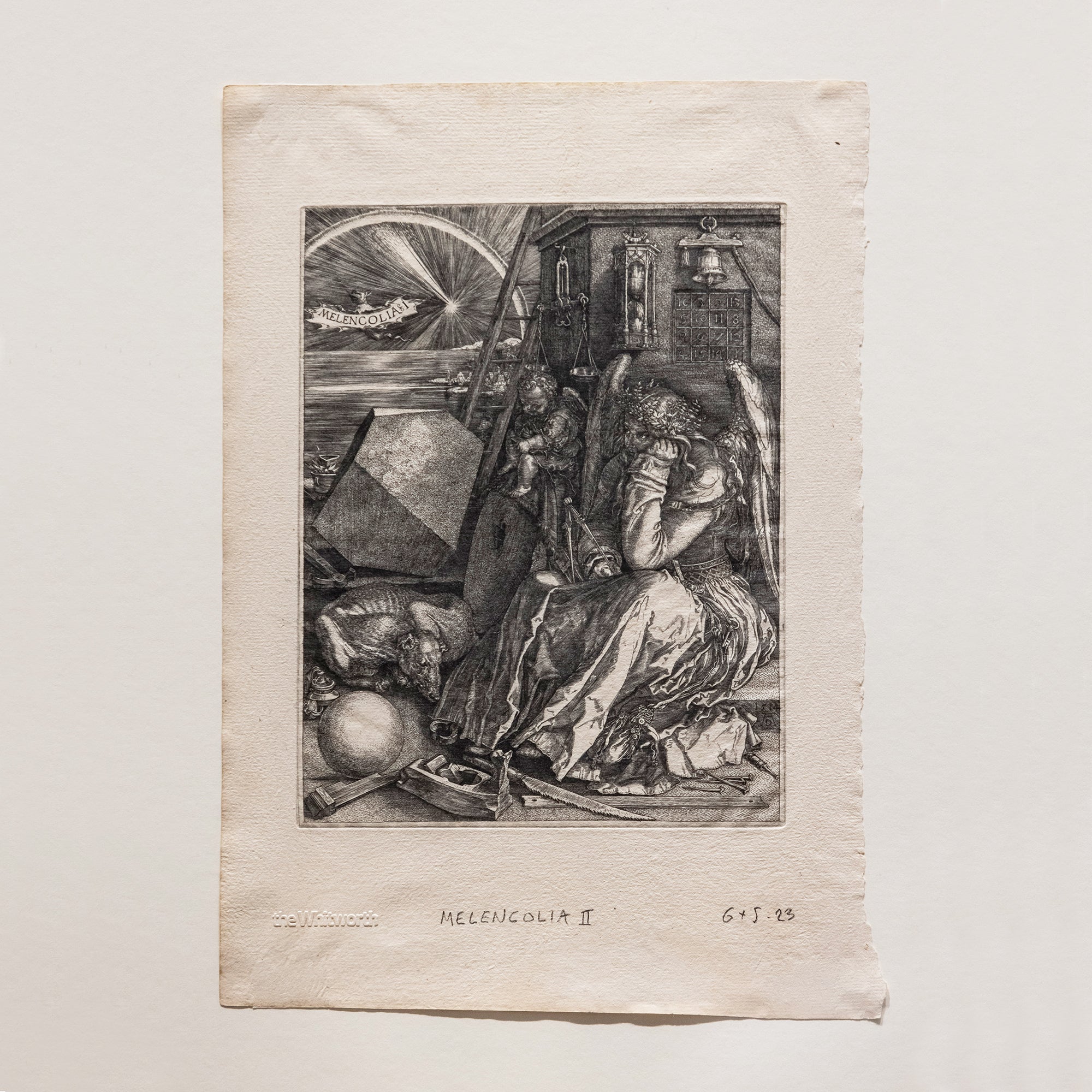 Goldin+Senneby, Quantitative Melencolia: Melencolia III– XIX, 2023. Handprinted engravings on 16th century paper (first edition). Commissioned by the Whitworth, University of Manchester. Courtesy of the artist and Nome, Berlin. Photo: David Oates.