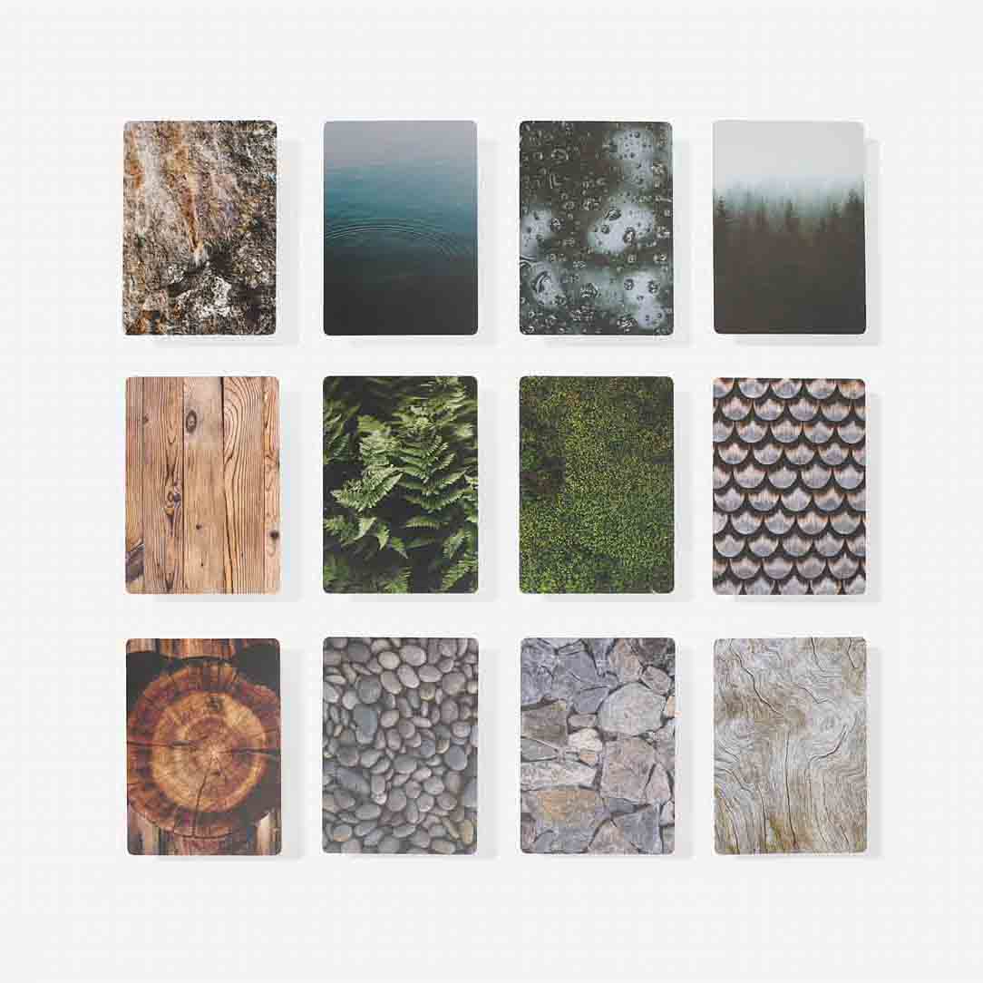 A grid of 12 cards - each with a serene landscape photograph.