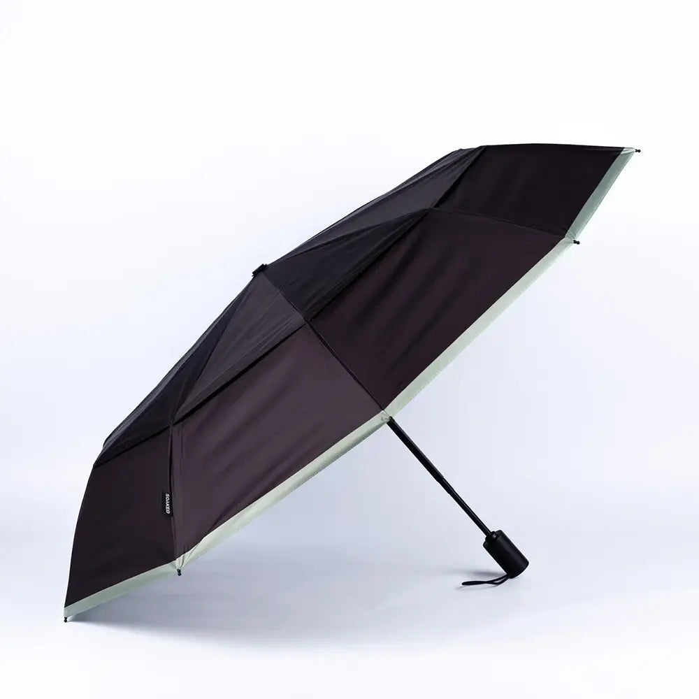 Black umbrella on a white background
