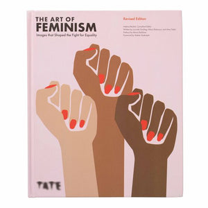 A book cover with a pink background and three raised fists.