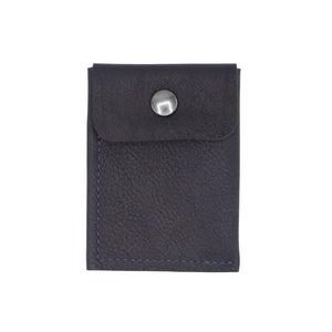 Navy rectangular waller with button fastening - photographed against white background.