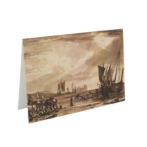 Greetings card against white background. It features a seascape liber print by Turner