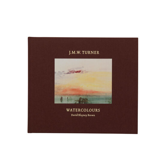 Book cover of 'J.M.W. Turner Watercolours' with a painting of a sunset over water on a white background.