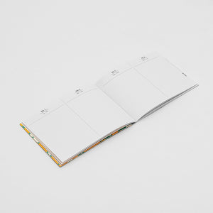 The inside pages of a diary, photographed against a white background.