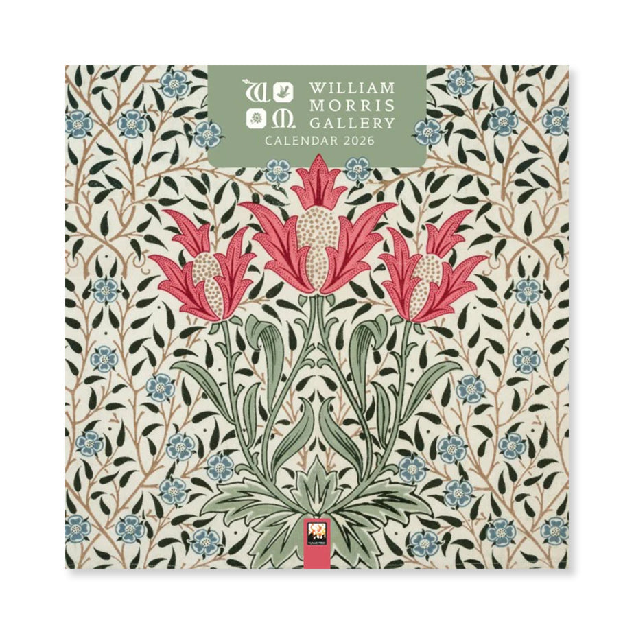 2026 calendar front cover featuring a William Morris design