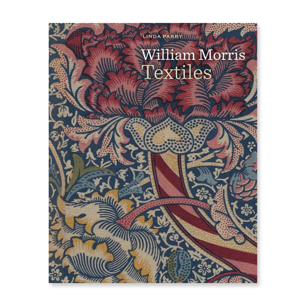Book cover featuring a William Morris textile design