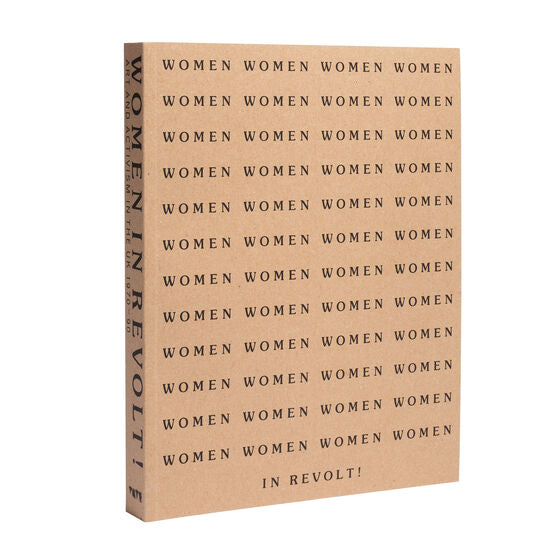 Front cover of book featuring the word WOMEN repeated 48 times across the cover.