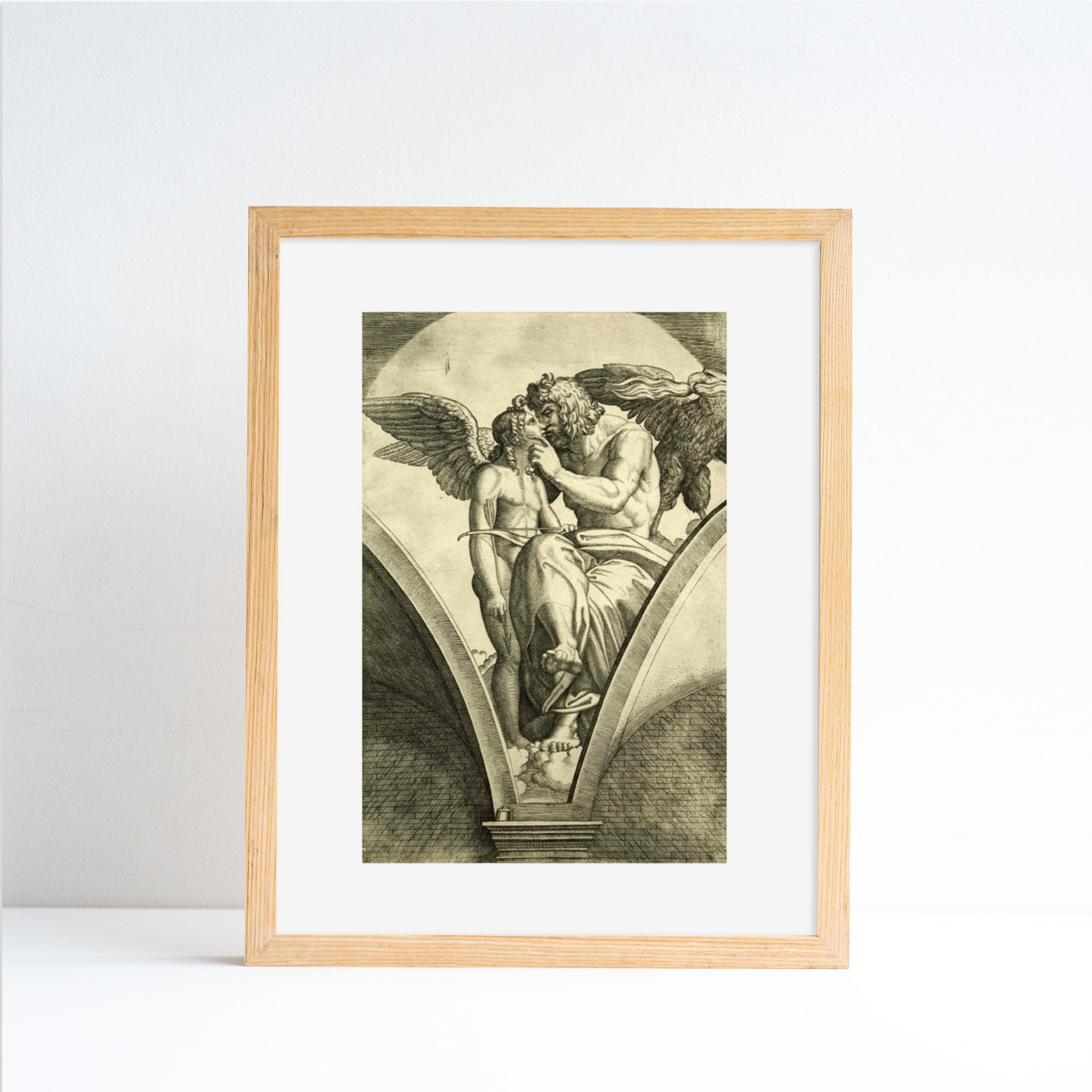 Reproduction of classic work by Raimondi of Jupiter Embracing Cupid