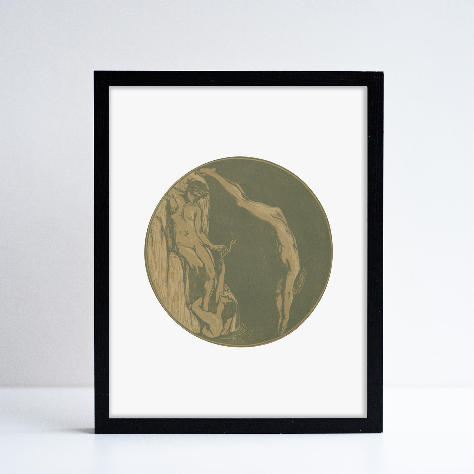 Charles Sherwood Shannon's The Coral Divers mini print in a black frame - white background
