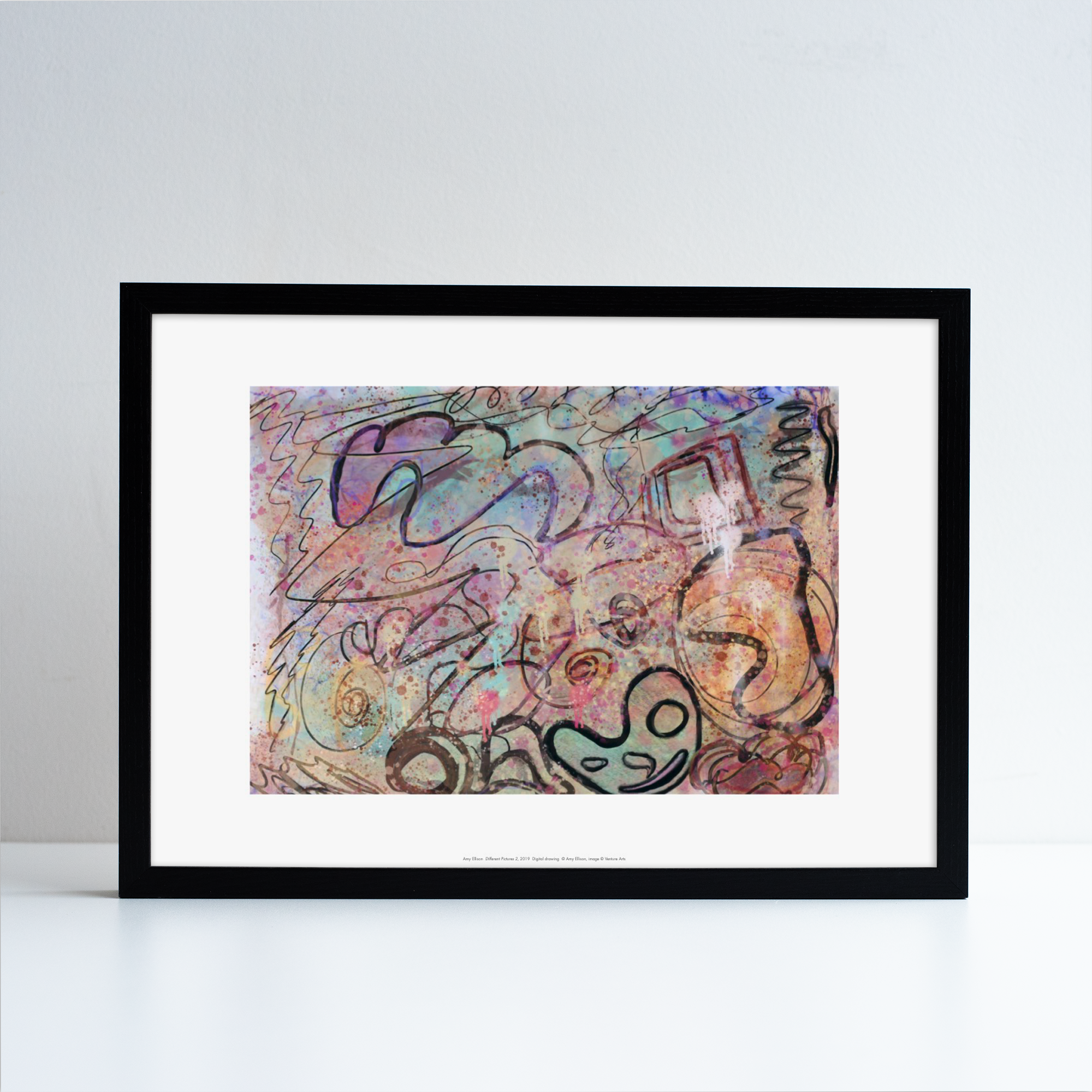Framed reproduction of abstract work by Amy Ellison titled Different Pictures