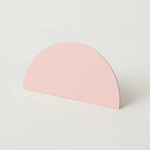 Semi-circular photo clip in pink, seen at a slight angle against white background.