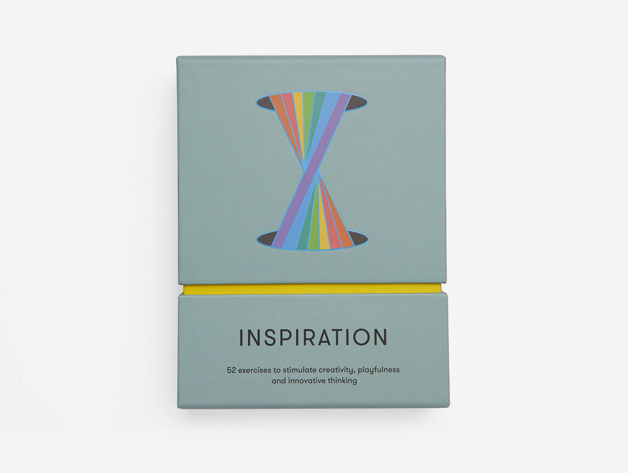 An image of a box of cards with the word 'Inspiration' in the bottom centre and a rainbow graphic in the the top centre.