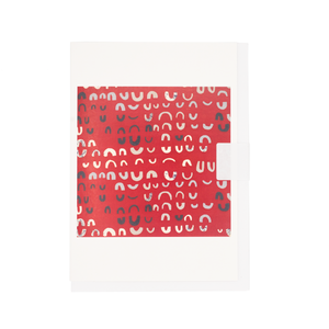 Image of Lucienne Day 'Magnetic' greetings card - red white and black pattern