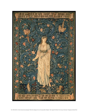 Reproduction of William Morris Floa. A figure at the centre of a decorative border