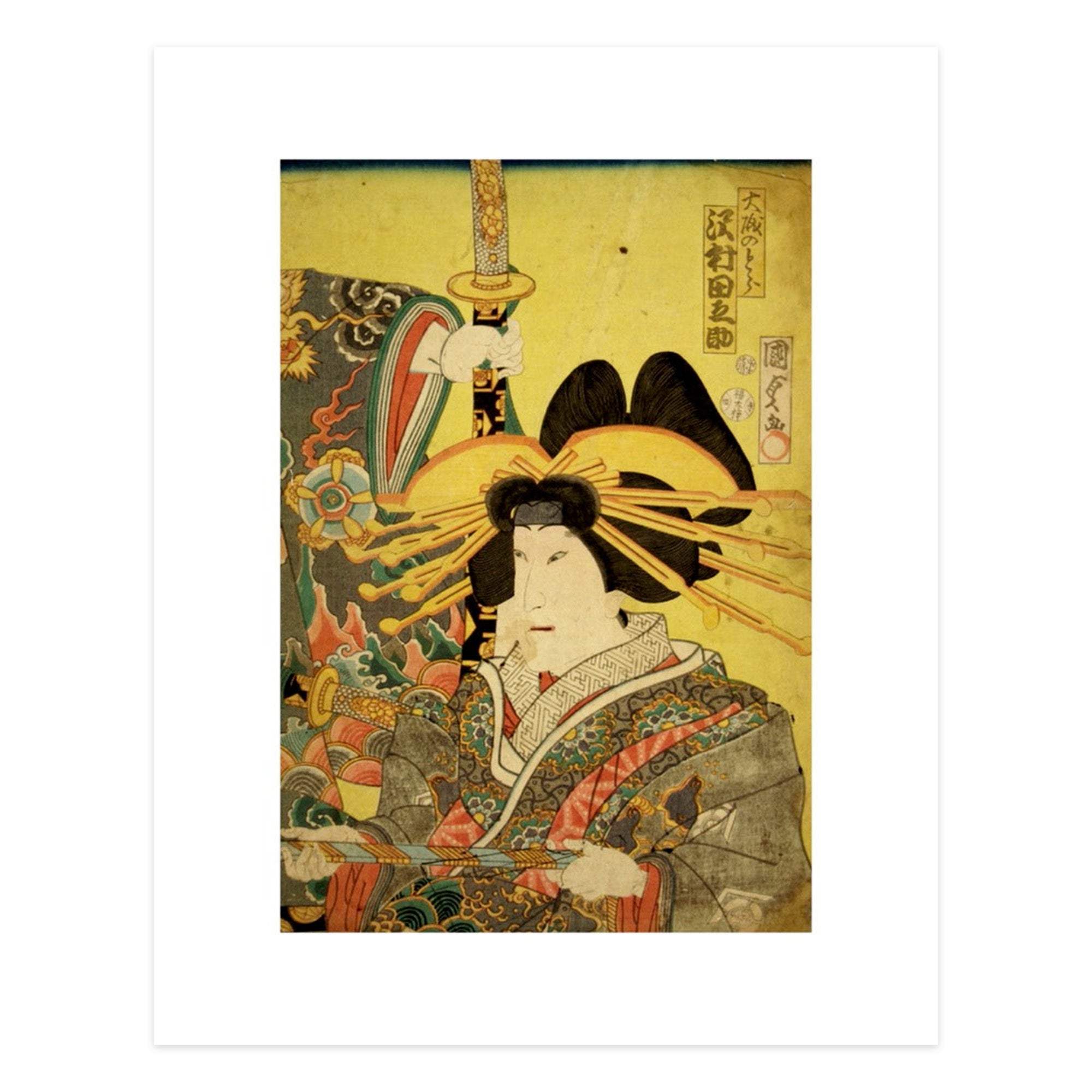 The Actor Tanosuke Sawamura as a Courtesan Mini Print against white background
