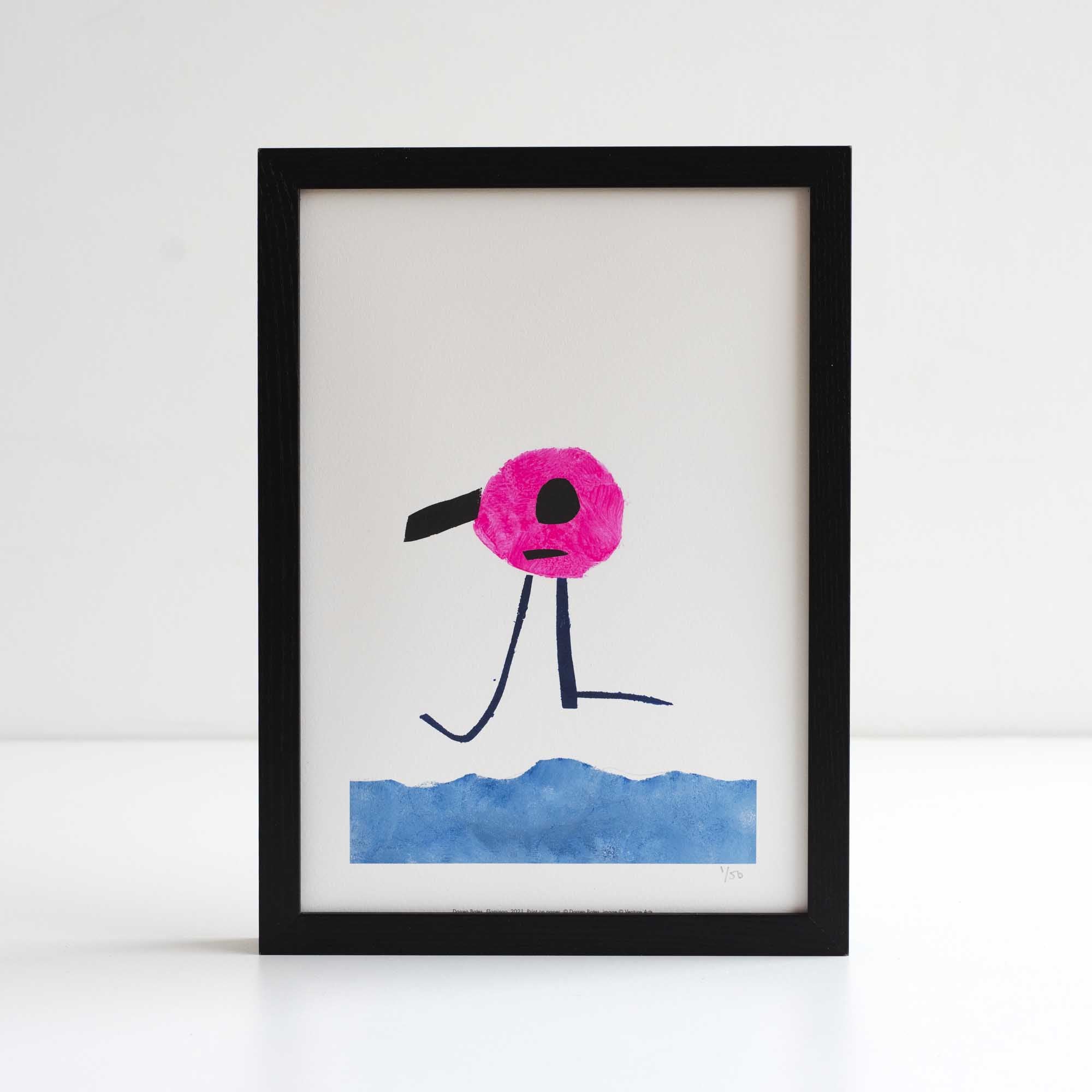 Framed reproduction of Flamingo by Darren Bates.