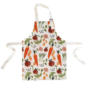 Kids apron with vegetables print on white background